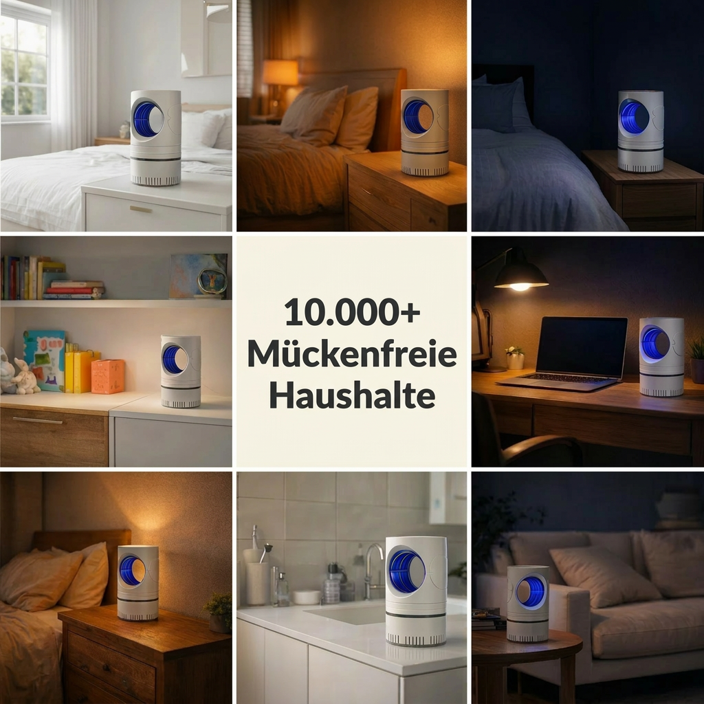 QuitMos Pro UV Insektenlampe für Schlafzimmer, Kinderzimmer, Büro, Küche und Wohnzimmer im mückenfreien Zuhause