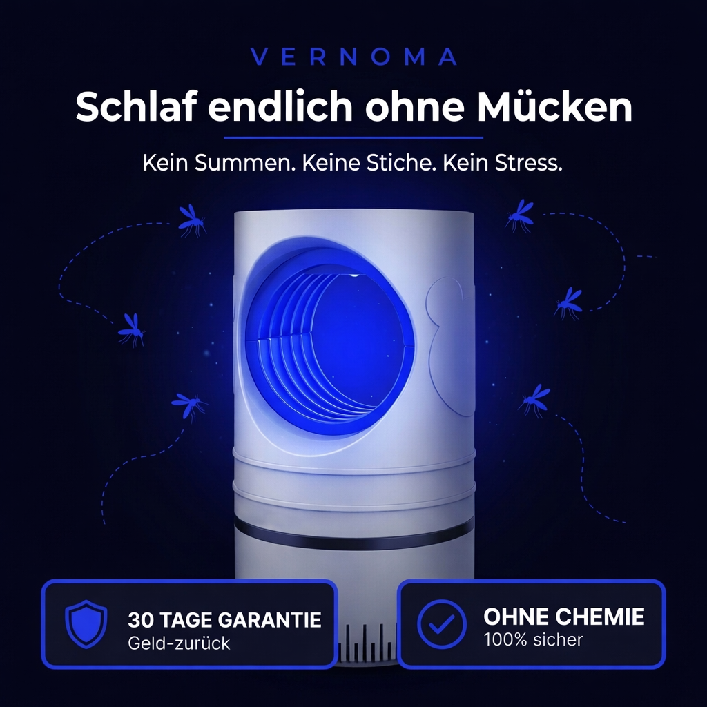 QuitMos Pro UV Mückenlampe mit USB gegen Mücken im Schlafzimmer, chemiefrei und mit 30 Tage Geld-zurück-Garantie